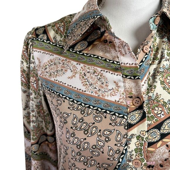 Georgette Elegant Paisley Print Button Down Maxi Boutique Dress Size XS - Picture 4 of 12